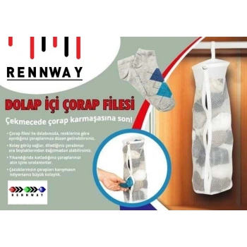Dolap İçi Asılabilir Temiz Çorap Düzenleyici Çorap Filesi Askılık
