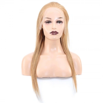 Düz Front Lace Gerçek Tül Peruk / Sıcak Karamel / 60/65cm