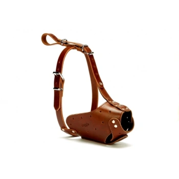 Eğitim Serisi Deri El Yapımı Uzun Blu Köpek Ağızlığı 2x55 cm Kahverengi