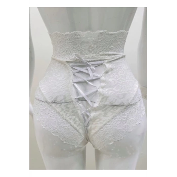 Ekru Dantelli Yüksek Bel Külot Venüs-K1012