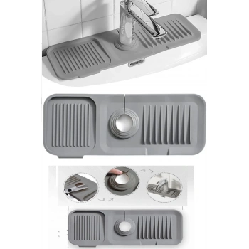 Elastik Mutfak Banyo Musluk Matı Düzenleyici Kaydırmaz Taban Organizer Lavabo Kenar Matı