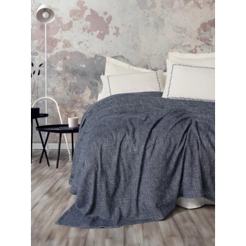 Embrova Şönil Çift Kişilik Yatak Örtüsü/Pike Takımı Loom Lacivert