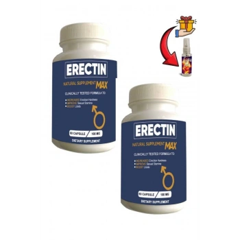 Erectin Max Erkeklere lü&Performansa 60lı Takviye x 2 adet+Lustra Masaj Yağı ile 30 ml