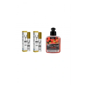 Erkeklere Özgü li Dikleştirici Sprey 2 Adet + Çilekli Masaj Jeli 100 ML & SÜRPRİZ HEDİYE