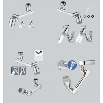 Esnek 1080° Musluk Başlığı 3 Eklemli Hareketli Su Modlu Lavabo Aparatı