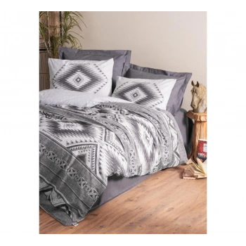 Etnich Tek Kişilik Nevresim Takımı Delos Antrasit