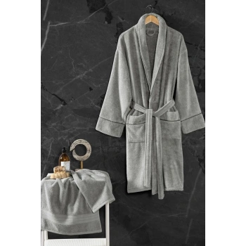 Exclusive Single Bornoz Seti Gri L/xl 8680108069134