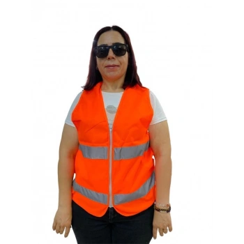 Fermuarlı Tcu İkaz Yeleği XL Beden 59 cm