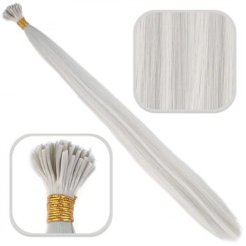 Fiber Sentetik Boncuk Kaynaklık Renkli Saç / Açık Gri / 100 Adet