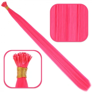 Fiber Sentetik Boncuk Kaynaklık Renkli Saç / Koyu Pembe / 100 Adet
