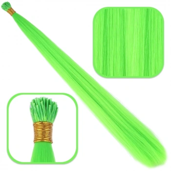 Fiber Sentetik Boncuk Kaynaklık Renkli Saç / Neon Yeşil / 100 Adet