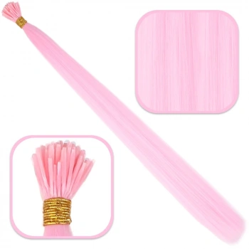 Fiber Sentetik Boncuk Kaynaklık Renkli Saç / Şeker Pembe / 100 Adet