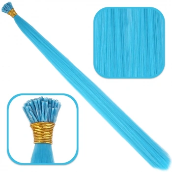 Fiber Sentetik Boncuk Kaynaklık Renkli Saç / Turkuaz Mavi / 100 Adet