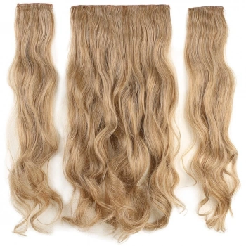 Fiber Sentetik Dalgalı Yarım Ay + 2 Yan Çıt Çıt / Karamel Platin Röfleli