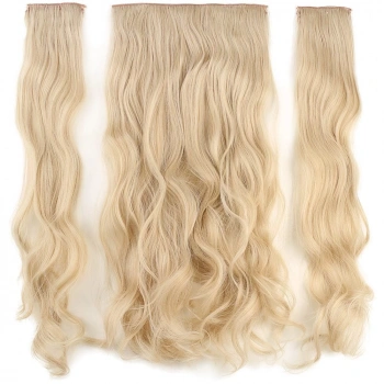 Fiber Sentetik Dalgalı Yarım Ay + 2 Yan Çıt Çıt / Kumral Beyaz Platin Röfleli