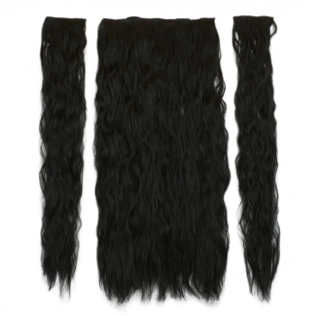 Fiber Sentetik Kabarık Dalgalı Yarım Ay + 2 Yan Çıt Çıt / Siyah