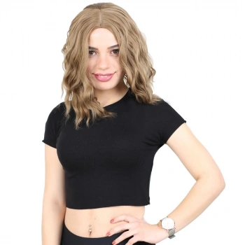 Fiber Sentetik Kısa Dalgalı Perçemsiz Peruk / Bebek Kumralı