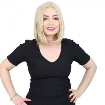 Fiber Sentetik Peruk Perçemsiz Kısa Düz / Balköpüğü / Platin Röfleli