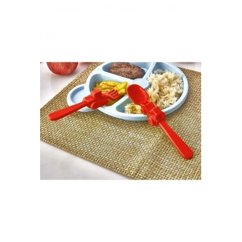 Figürlü  Çatal Kaşık Seti - Kırmızı