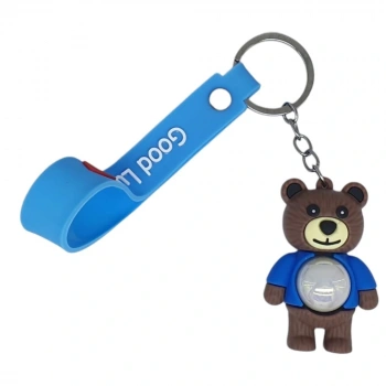 Figürlü ve Işıklı Silikon Anahtarlık -  Yogi - Mavi