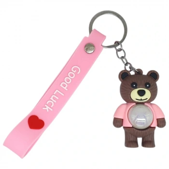 Figürlü ve Işıklı Silikon Anahtarlık -  Yogi - Pembe