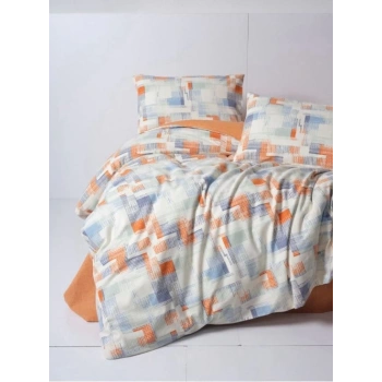 Flanel Nev Takımı Çift Kişilik Rina Kiremit