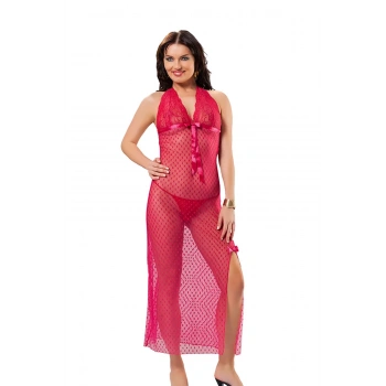 Fuşya Dantel Gecelik