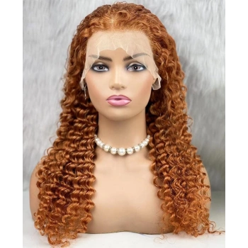Gerçek Front Lace Tül Peruk / Afro Dalgalı / Bakır 70/75cm