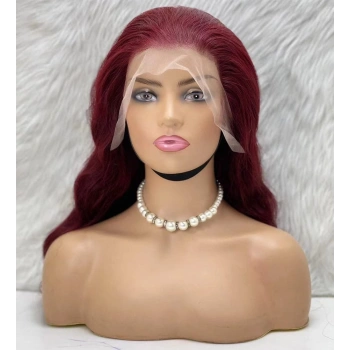 Gerçek Front Lace Tül Peruk / Dalgalı / Koyu Kızıl 70/75cm