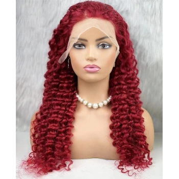 Gerçek Front Lace Tül Peruk / Derin Dalgalı / Kızıl 70/75cm