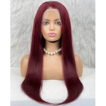 Gerçek Front Lace Tül Peruk / Düz / Koyu Kızıl 70/75cm