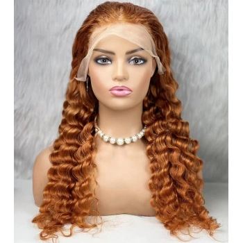 Gerçek Front Lace Tül Peruk / Yoğun Dalgalı / Bakır 70/75cm