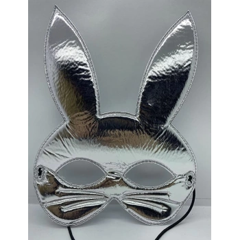 Gümüş Renk Kumaş Malzemeden İmal Tavşan Maskesi 25X17 cm