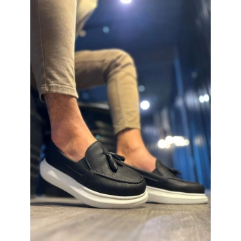 Günlük Spor Klasik Ayakkabı  Siyah (Beyaz Taban)