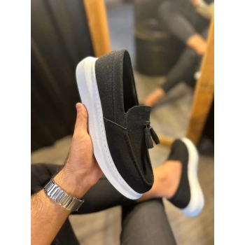Günlük Spor Klasik Ayakkabı  Siyah Süet (Beyaz Taban)