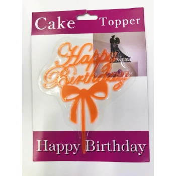 Happy Birthday Yazılı Fiyonklu Pasta Kek Çubuğu Tcu Renk