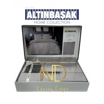 Jakarlı Saten Çift Kişilik Nevresim Takımı Minna Marble