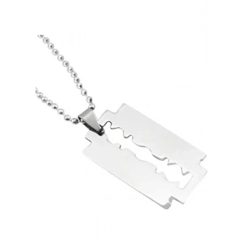 Jilet Çelik Kolye - Jilet Model Paslanmaz Gümüş Renk Çelik Kolye