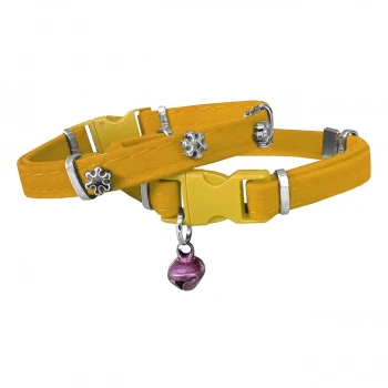 Kadife Kedi Boyun Tasması Kar Taneli 20-32 cm Sarı
