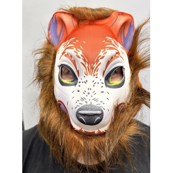 Kahverengi Saçlı Kurt Maskesi Köpek Maskesi Mega Peluş 11 No