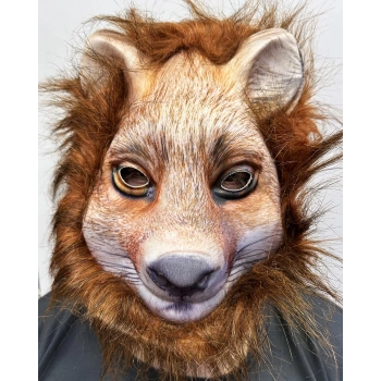 Kahverengi Saçlı Kurt Maskesi Köpek Maskesi Mega Peluş 17 No