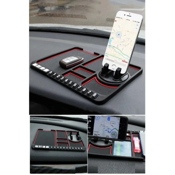 Kaymaz Torpido Üstü Park Telefon Numaralı Telefon Tutucu Renkli Şeritli Araç Matı