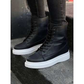 KB-0991   Siyah Cilt Yüksek Taban  Bağcıklı  Postal Bot