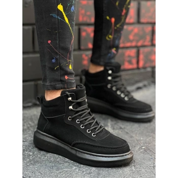 KB-0994   Siyah Süet Siyah Yüksek Taban  Erkek Bilek Bot