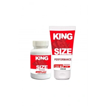 King Size 1200 Mg Erkek Sertliğine Ve Kuvvetine Eksiksiz Deneyim Veren 30 Lu Ve 50 ml Krem Bir Arad