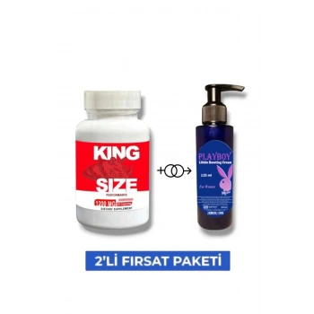 King Size Erkek Performans Geliştirici 30lu Takviye Playboy Lib.ido Arttırıcı Krem 125 ml