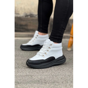 Kömür Beyaz Yüksek Taban Yarım Bilek Bot