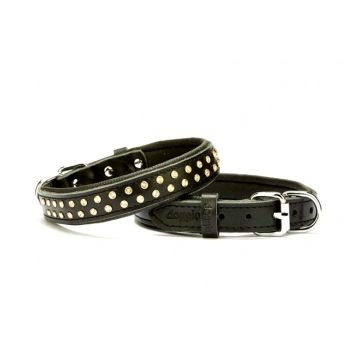 Konforlu Deri  Kristal Taşlı Köpek Boyun Tasması 2 x 28-34 cm Siyah