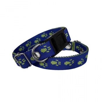 Köpek Tasması Patili Dokuma 2 cm - Min: 30 cm - Max: 50 cm Lacivert