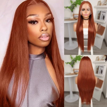 Koyu Bakır Ekstra Uzun Fiber Sentetik Düz Tül Peruk